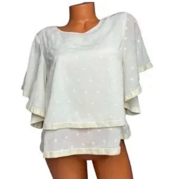 J.O.A. Layered Flutter-Sleeve Ivory Blouse - medium - Picture 2 of 9